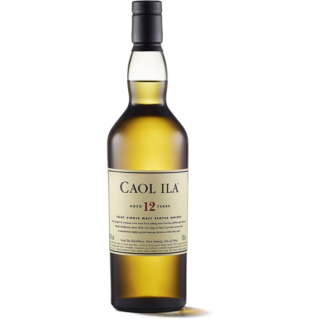 A bottle of Caol Ila 12 Year Old Islay Single Malt Scotch Whisky.
