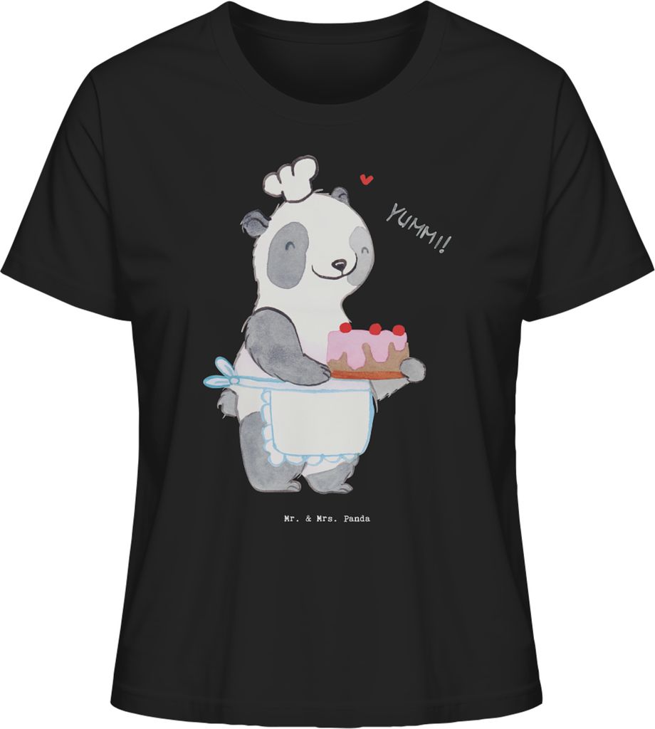 Mr. & Mrs. Panda Baumwoll T-Shirt Damen Bär Kochen Größe S - Schwarz - Geschenk, für Frauen, Hobbyköchin, shirt, Hobbykoch, Oberteil, Kurzarms...