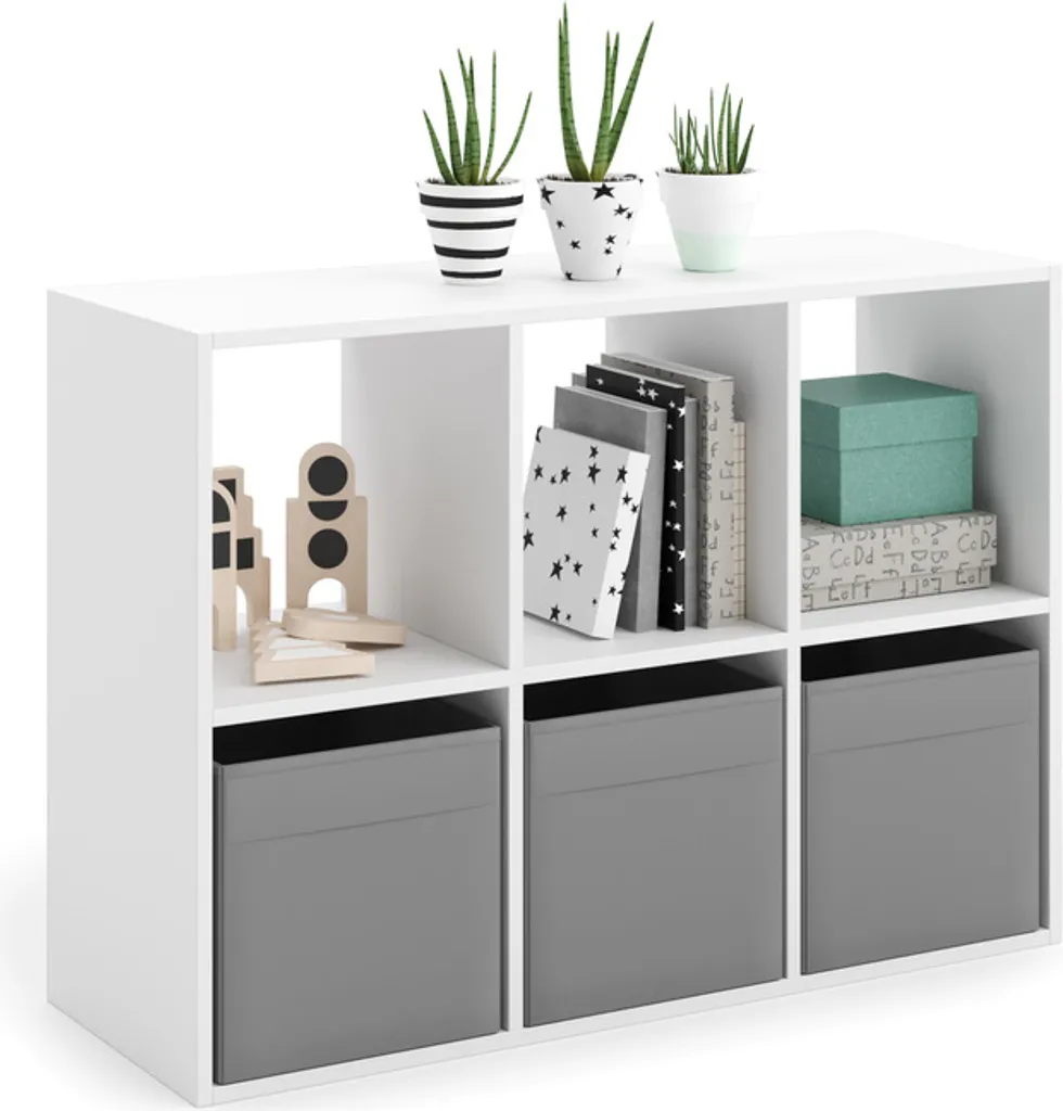 Bibliothèque Blanche Loni 2x3 - Meuble de Rangement Design Épuré