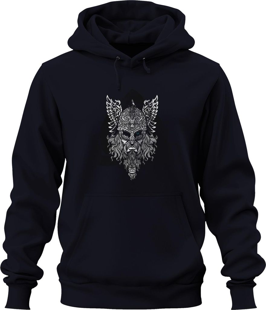 Wikinger Helm Krieger Mythologie Runenknoten Odin Valknut Uni Hoodie Kapuzenpullover, Navy, S