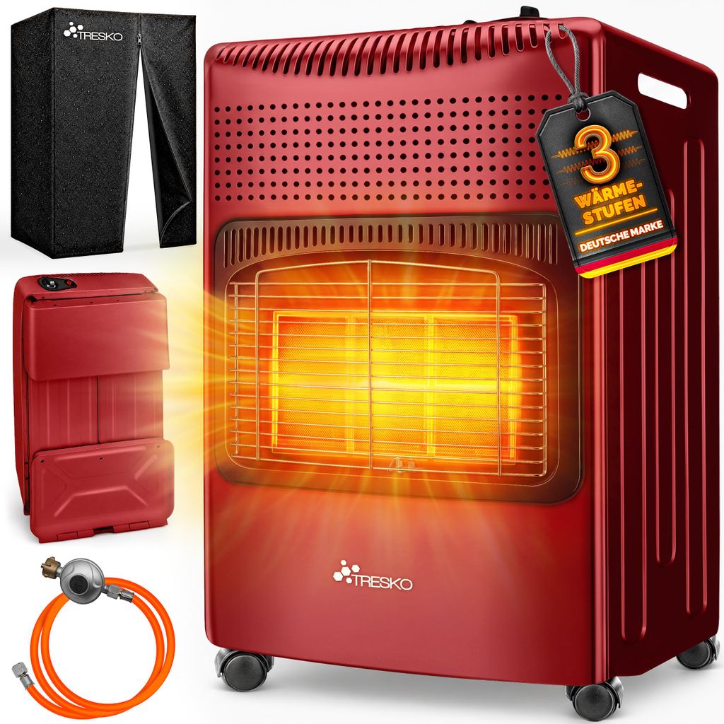 TRESKO® 4200 Watt Gasheizer rot inkl. Gasdruckregler Produktbild 