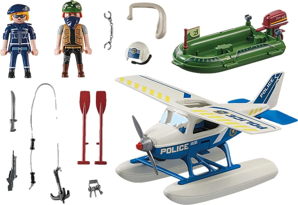 Avion de police flottant PLAYMOBIL 70779 pour jouer dans le bain dès 5 ans