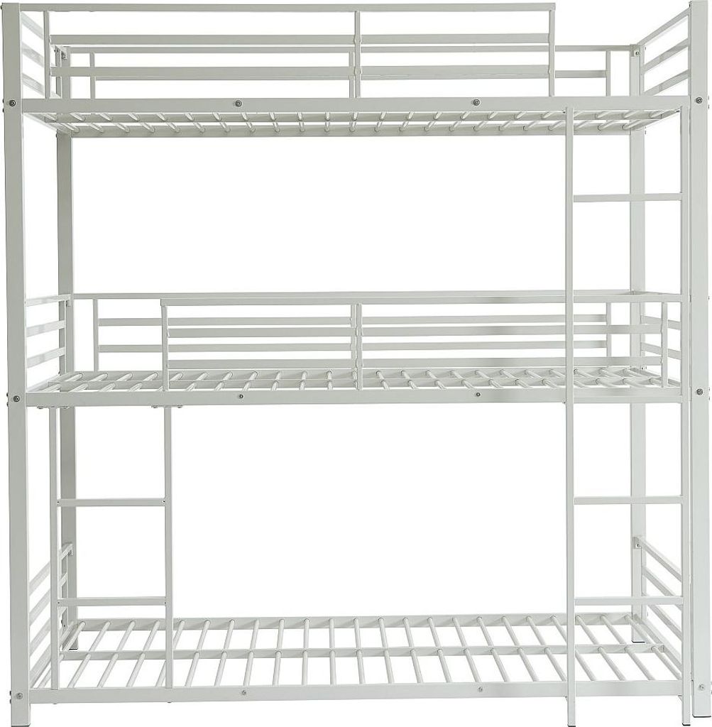 Dreifach-Etagenbett 3 x 90 x 190 cm - Metall - Weiß - Produktbild 