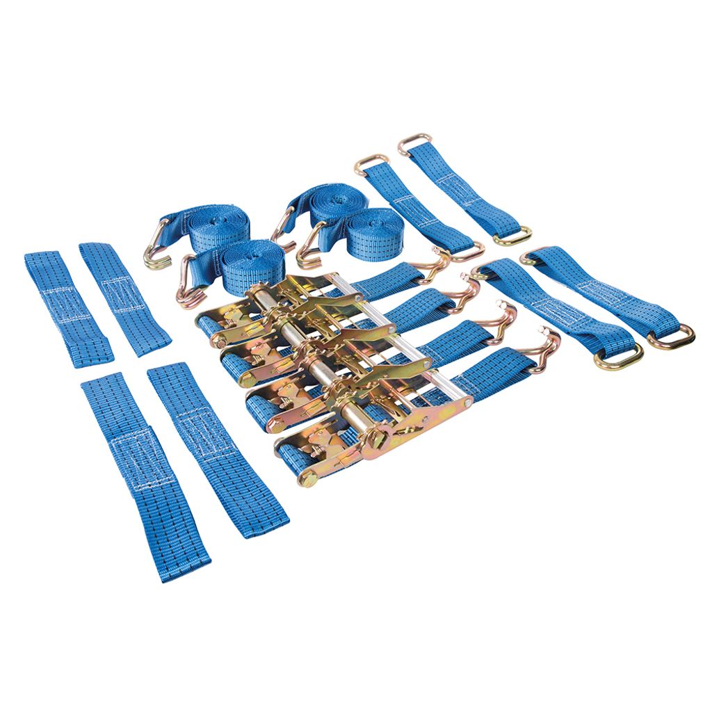 Silverline Verzurrungszubehör für Pkw mit Leichtmetall- oder Stahlfelgen, 16-tlg. Satz Nennleistung: 2000 kg; Zurrkraft: 4000 kg