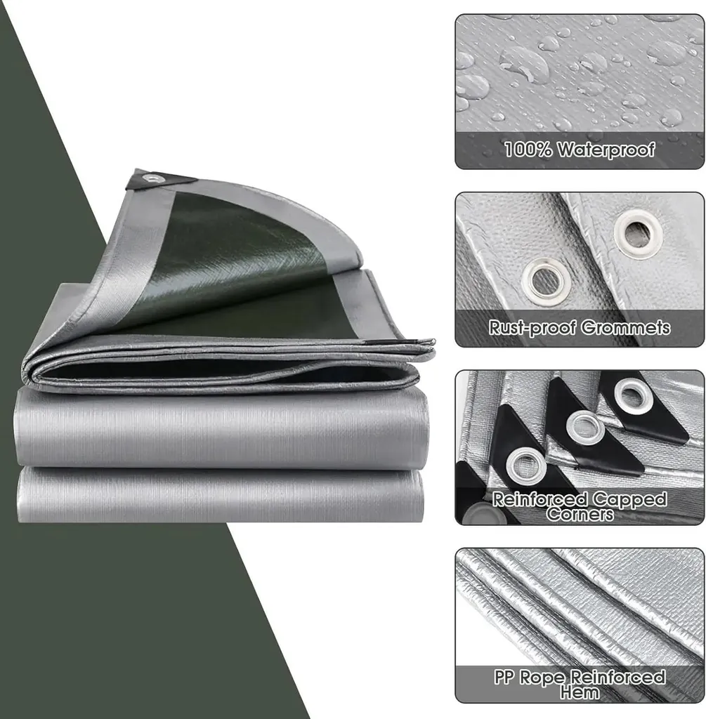 Bâche imperméable 180g/m² résistante aux intempéries et UV - 3x5m Verte