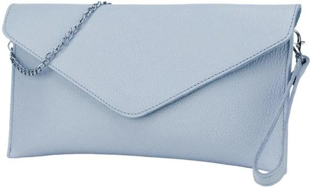 Pochette en cuir rond bleu clair 31x16 cm - Sac à main élégant de luxe