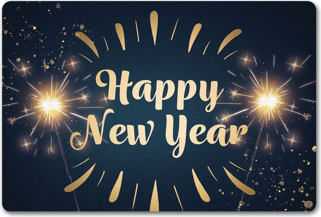 Wunderkerzen Happy New Year Fußmatte in 40x60 cm ohne Rand