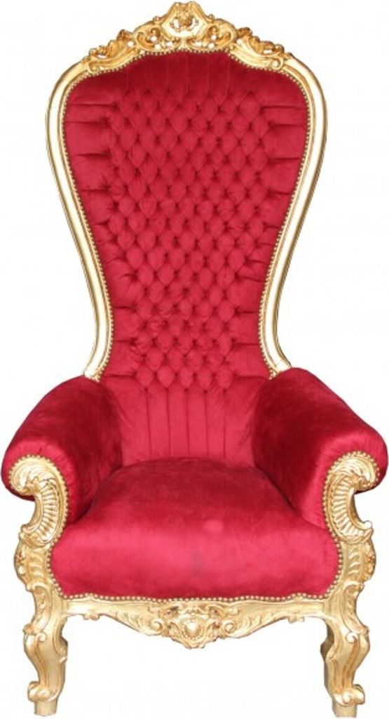 Casa Padrino Barock Thron Sessel Majestic Mod2 Bordeaux Rot/Gold - Riesensessel -Thron Stuhl Tron