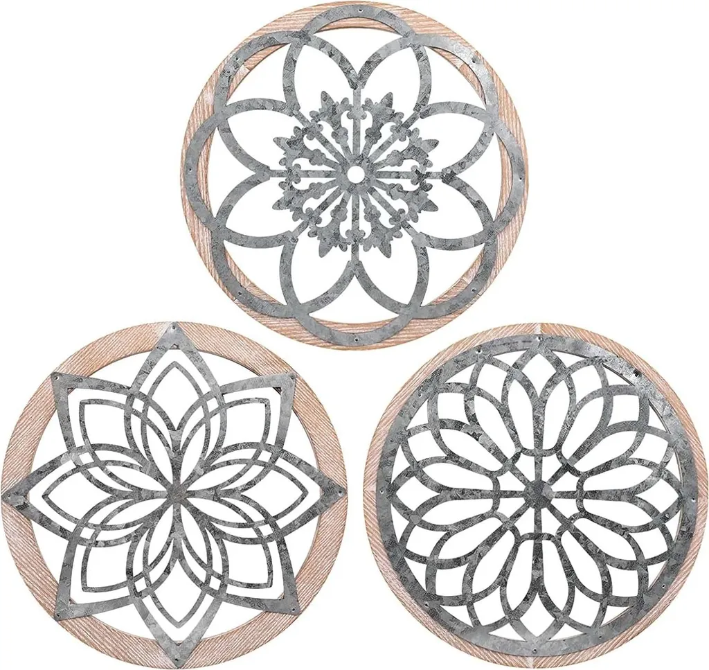 Décoration Murale Rustique en Bois - Set de 3 Panneaux Design Vintage