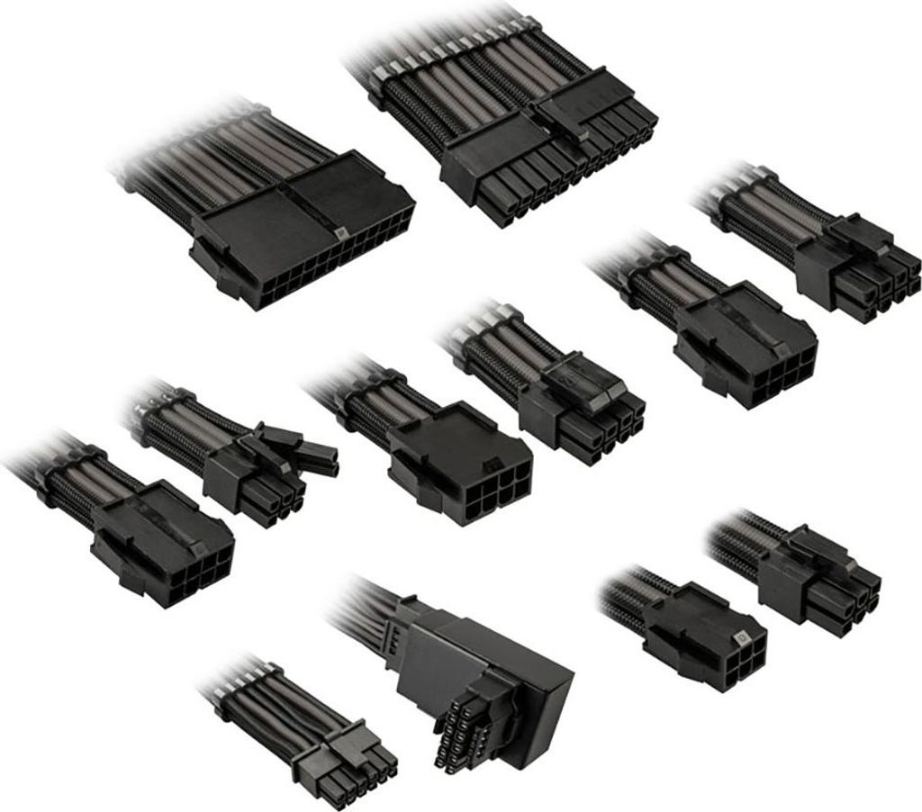 Kolink core pro braided cable extension kit 12v-2x6 typ 1 - jet black/gunmetal grey