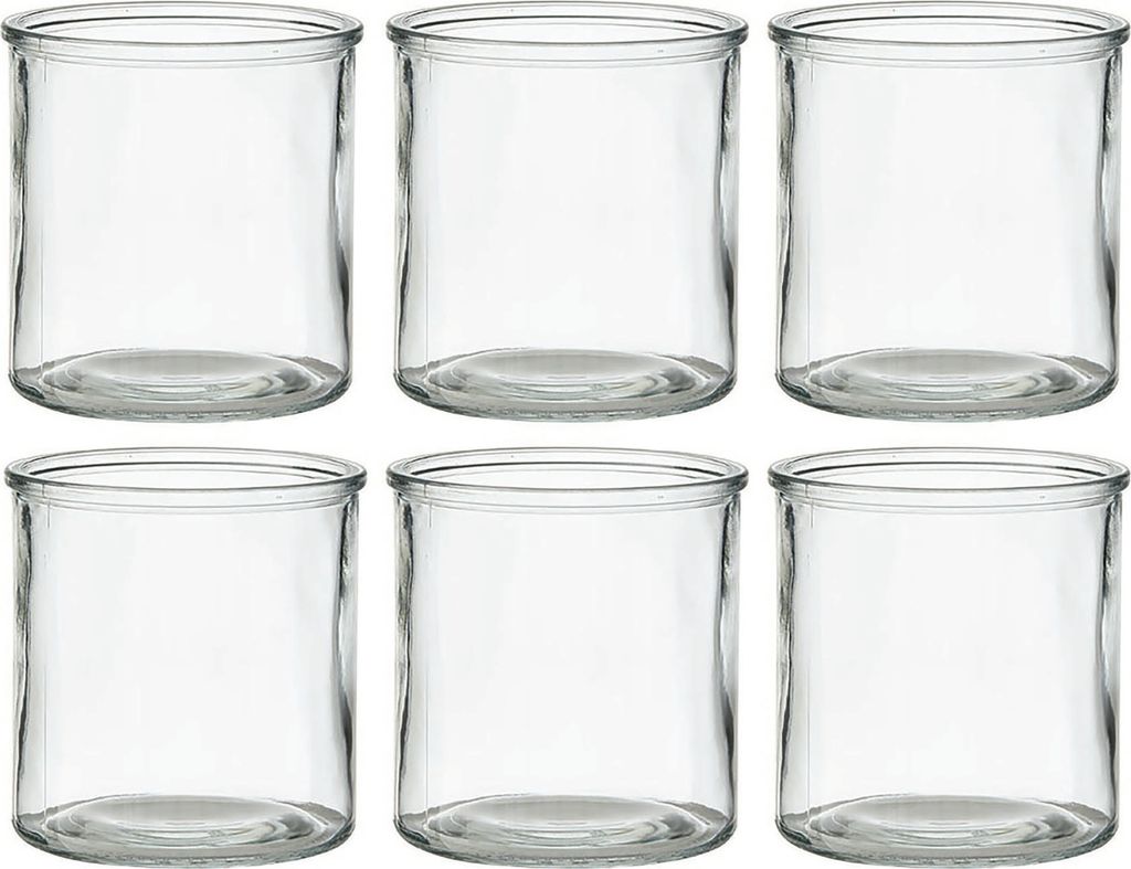 6 x Windlichter in klassischer Zylinderform Ø 10 cm - H 10 cm Windlichthalter Teelichtgläser Kerzengläser Kerzen Teelichthalter Vasen