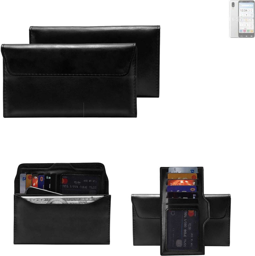 K-S-Trade Handy Hülle kompatibel mit Sharp Basio Active Schutz Hülle Tasche Schutz Case Handytasche Kunstleder schwarz, 1x