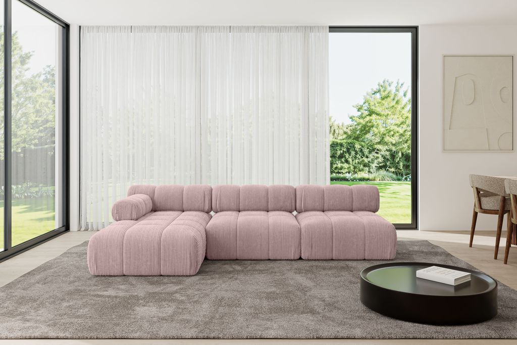 ALTDECOR Modulares Sofa Ecksofa in L-Form - Razon-L2 - 285x160x70 cm Rosa Corner modular Sofa Eckcouch Couch Wohnlandschaft Cauchsofa Polstersofa