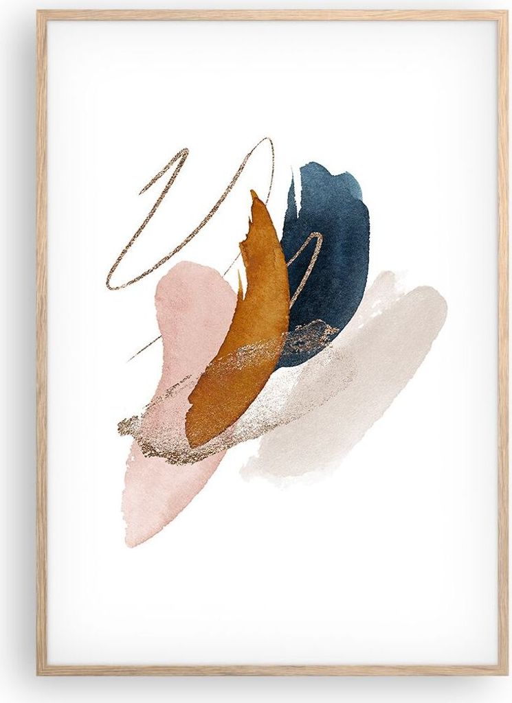 Gerahmtes Poster - Rahmen in heller Eiche - Die Farben Abstraktion Stück - 70x100 cm - Wand Bild - Wanddeko - Wandbilder - Kunstposter - Wandposte...