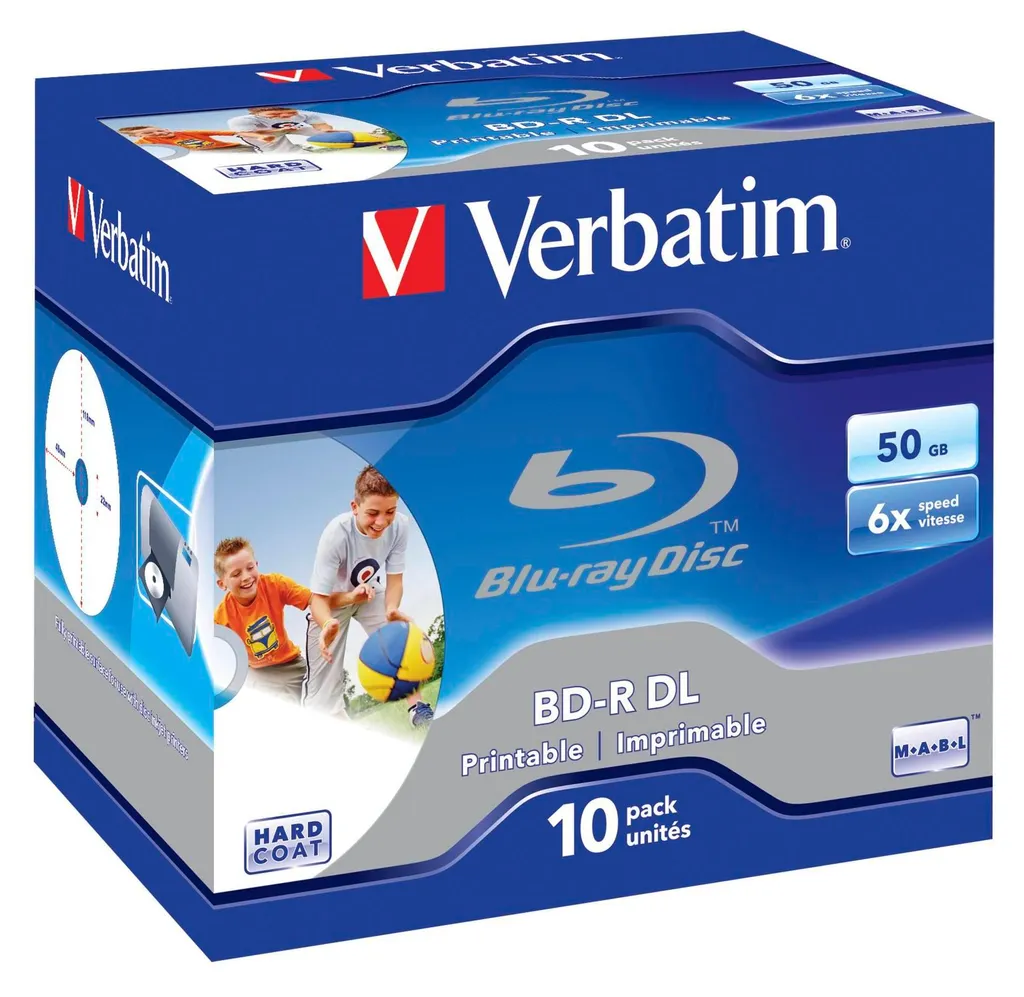 Blu-Ray Verbatim 50GB BD-R 6x Surface Imprimable avec Boîtier x10