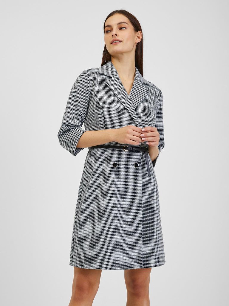 Orsay Weiß-Schwarzes gemustertes Damenkleid 475040-660000__38