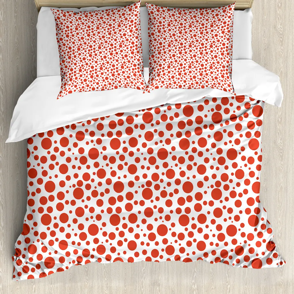 Copripiumino Matrimoniale Antiacaro ABAKUHAUS Rosso Bianco Pois
