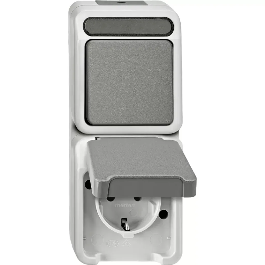 Solution Étanche IP44 : Prise et Poussoir Merten Gris contre Humidité
