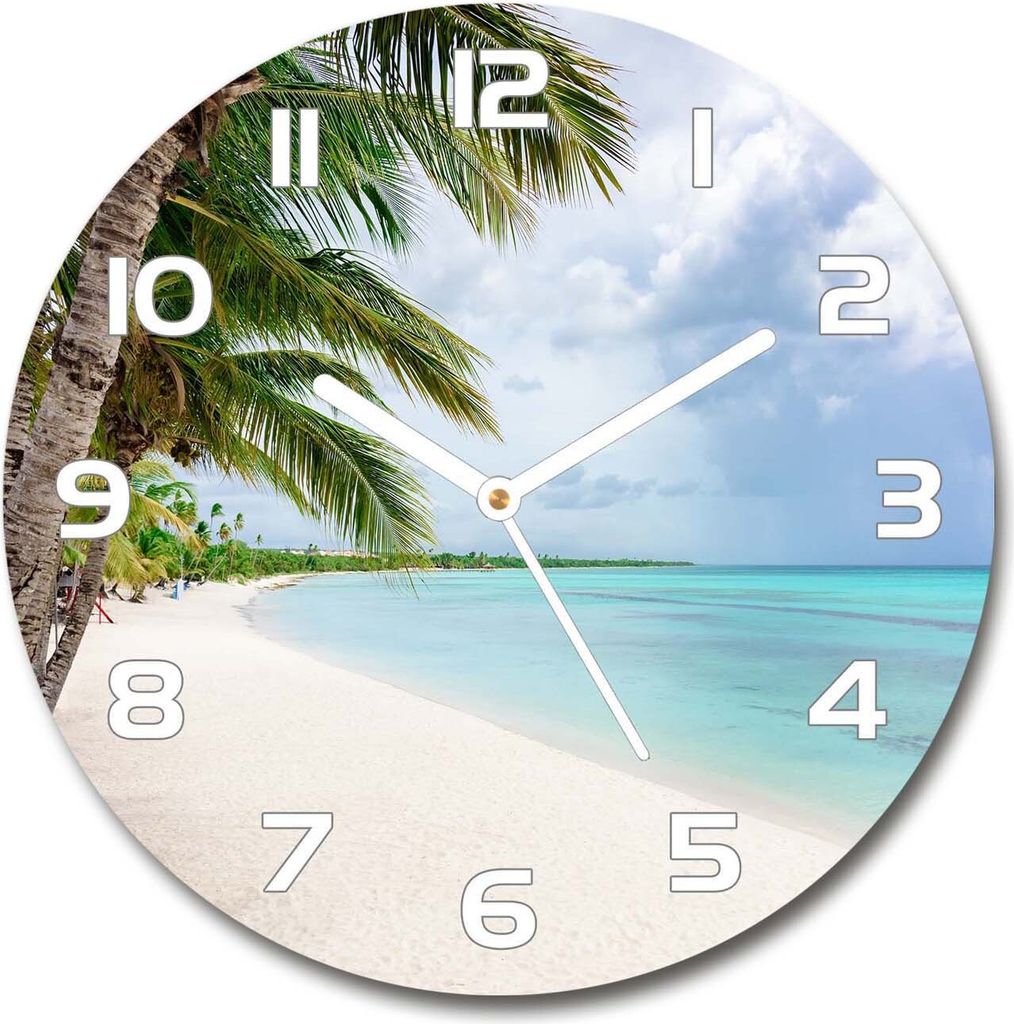 Wanduhr aus Glas 30fi Glasbild Glasuhr Gehärtetes Glas - weisse-zeiger - Tropical beach