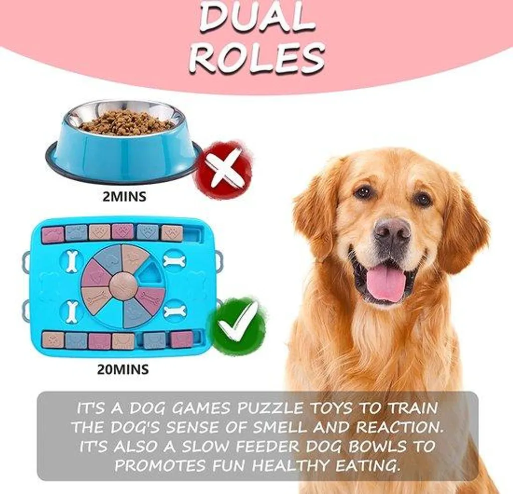 Bol à nourriture puzzle avec cachettes pivotantes pour petits chiens
