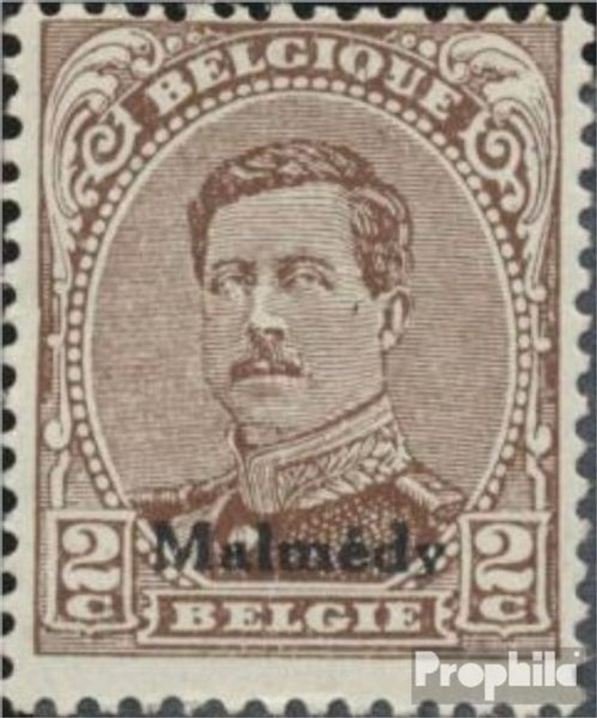Briefmarken Belgische Post Malmedy 1920 Mi 2A II Ornament nicht gebrochen postfrisch Albert I.