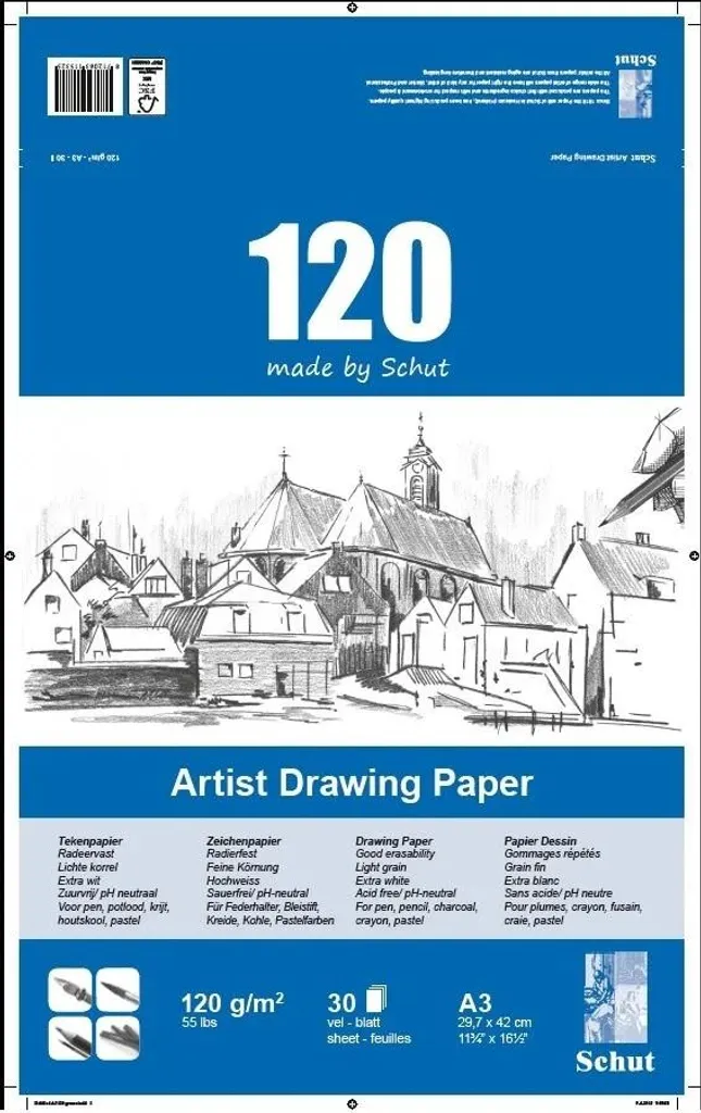 Bloc de dessin A3 pour enfants - Papier Schut 120g idéal pour l'école