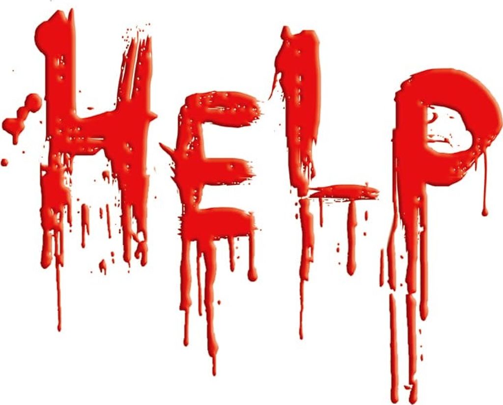 Oblique Unique Halloween Sticker HELP realistisch wirkender blutiger Horror Aufkleber