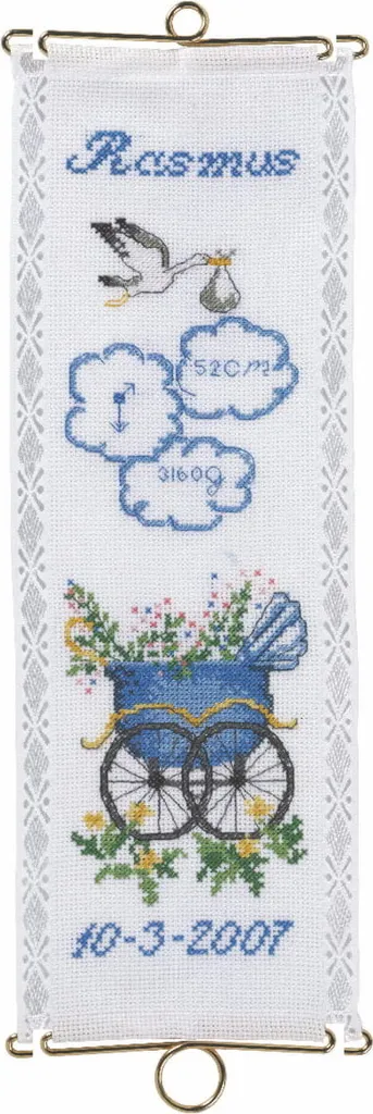 Cadeau de naissance à broder : Kit Permin Le baptême de Rasmus 36-0151