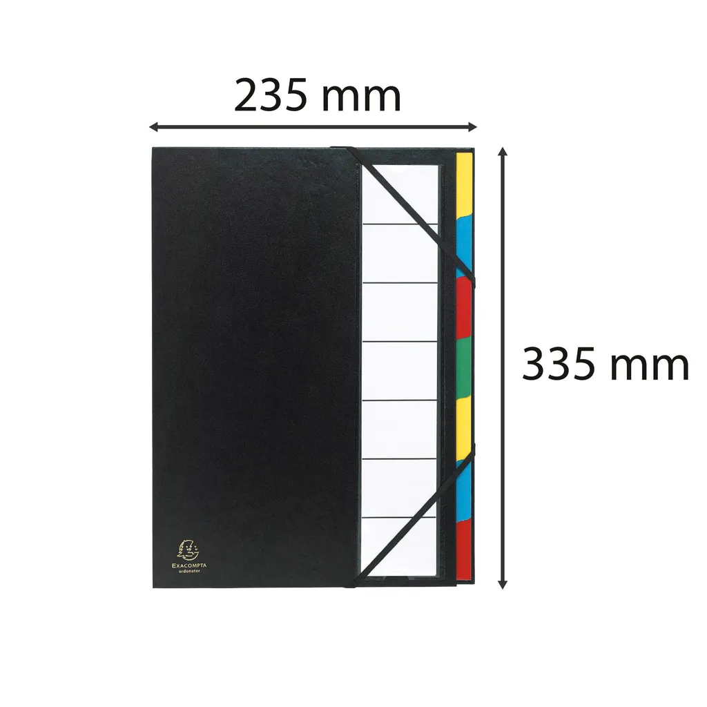 Trieur 7 Compartiments à Dos Extensible Noir Exacompta - Pack de 6 ex - 6