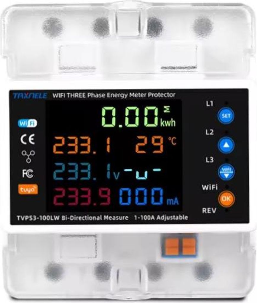 Intelligenter Leistungsschalter mit Verbrauchsmessung und Schutz – 100A, Tuya