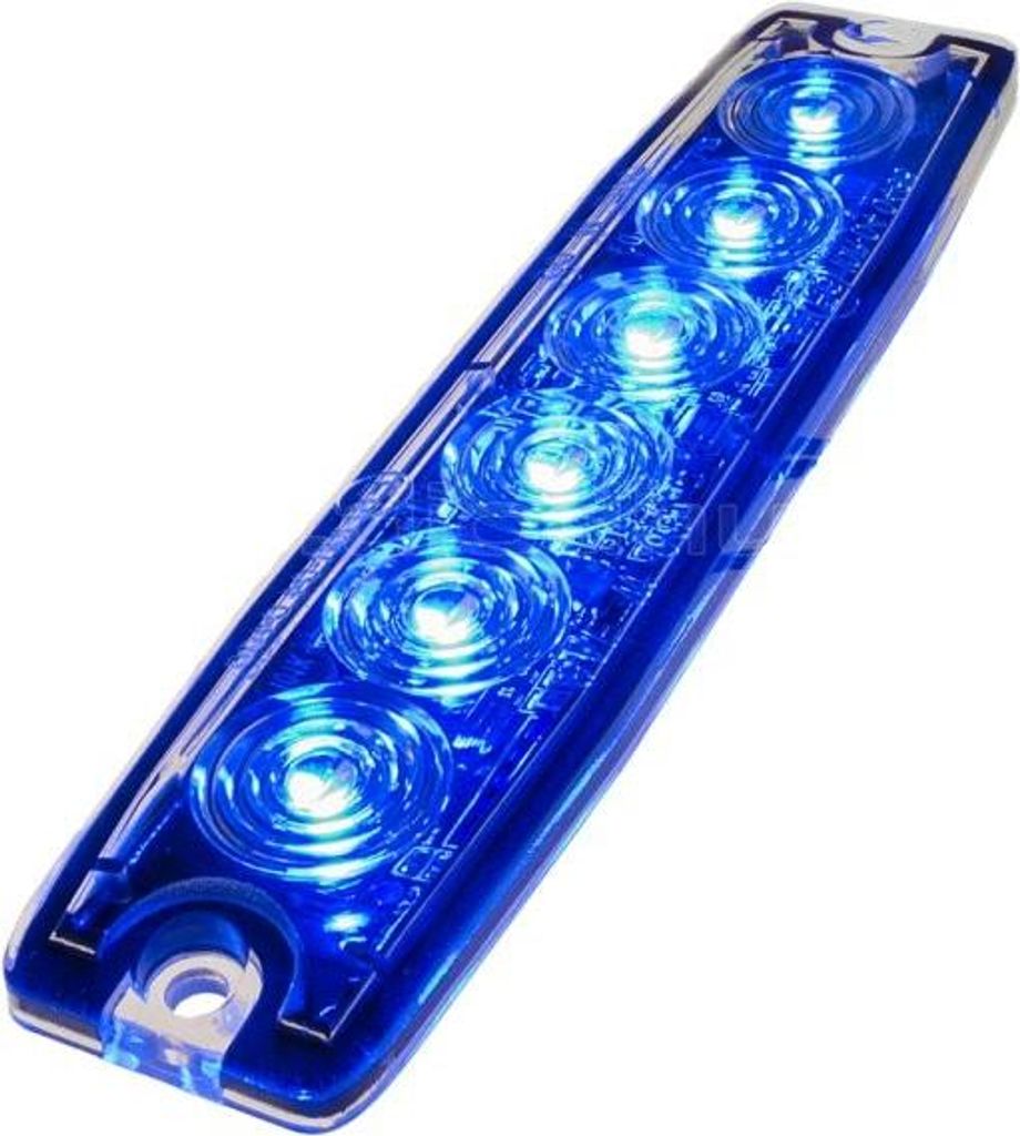 Blitzleuchte - Ledson - 6-Led - 6 led - 5.7" - 14.6cm - Klar - Super dünn - 23 Blitzmuster - Blau - 12V-24V