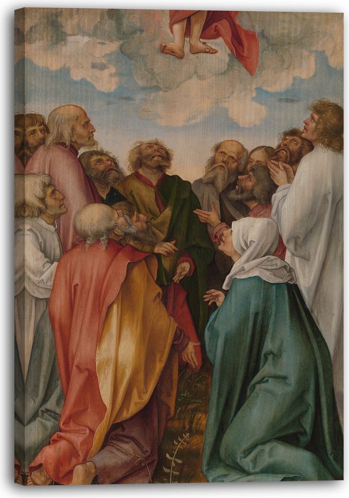 Leinwandbild (40x60cm): Hans Süß von Kulmbach - Die Himmelfahrt Christi, echter Holz-Keilrahmen inkl. Aufhänger, handgefertigt in Deutschland