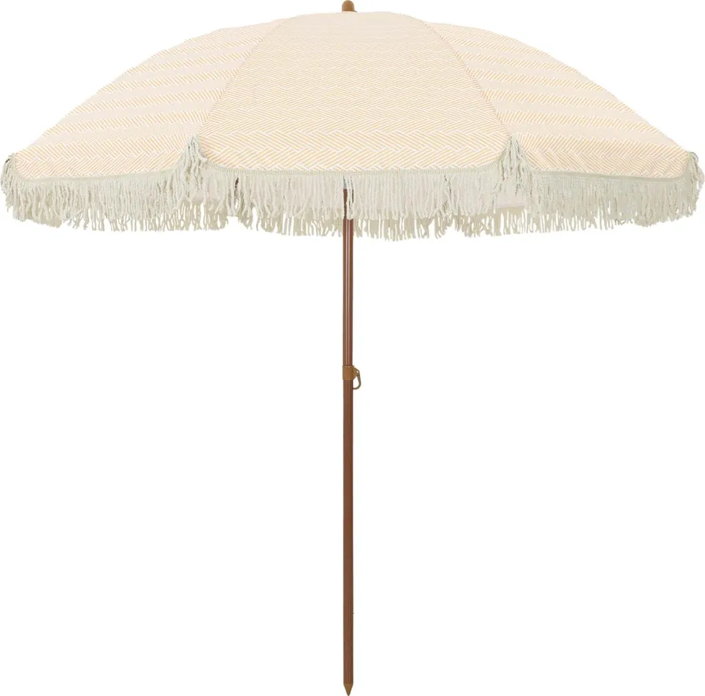 Parasol de plage résistant au vent jaune et blanc 205x205cm ombre rafraîchie