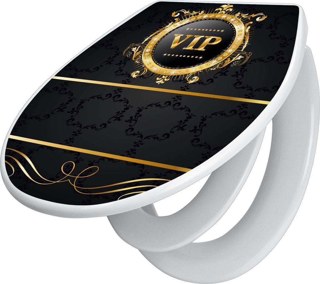 banjado Familien WC Sitz mit Absenkautomatik 37x44,5x5cm -VIP - Klodeckel/Klobrille mit kindersitz aus hochwertigem Polypropylen - universeller Toi...