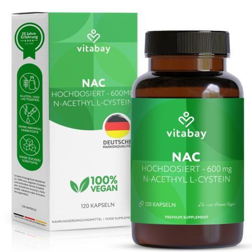 Vitabay NAC 600 mg – 120 vegane Kapseln mit Produktbild 