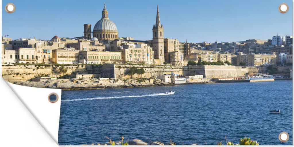 MuchoWow 60x30 cm Outdoor-Poster Gartendeko Sichtschutz Garten Poster für den Garten Valetta am Wasser