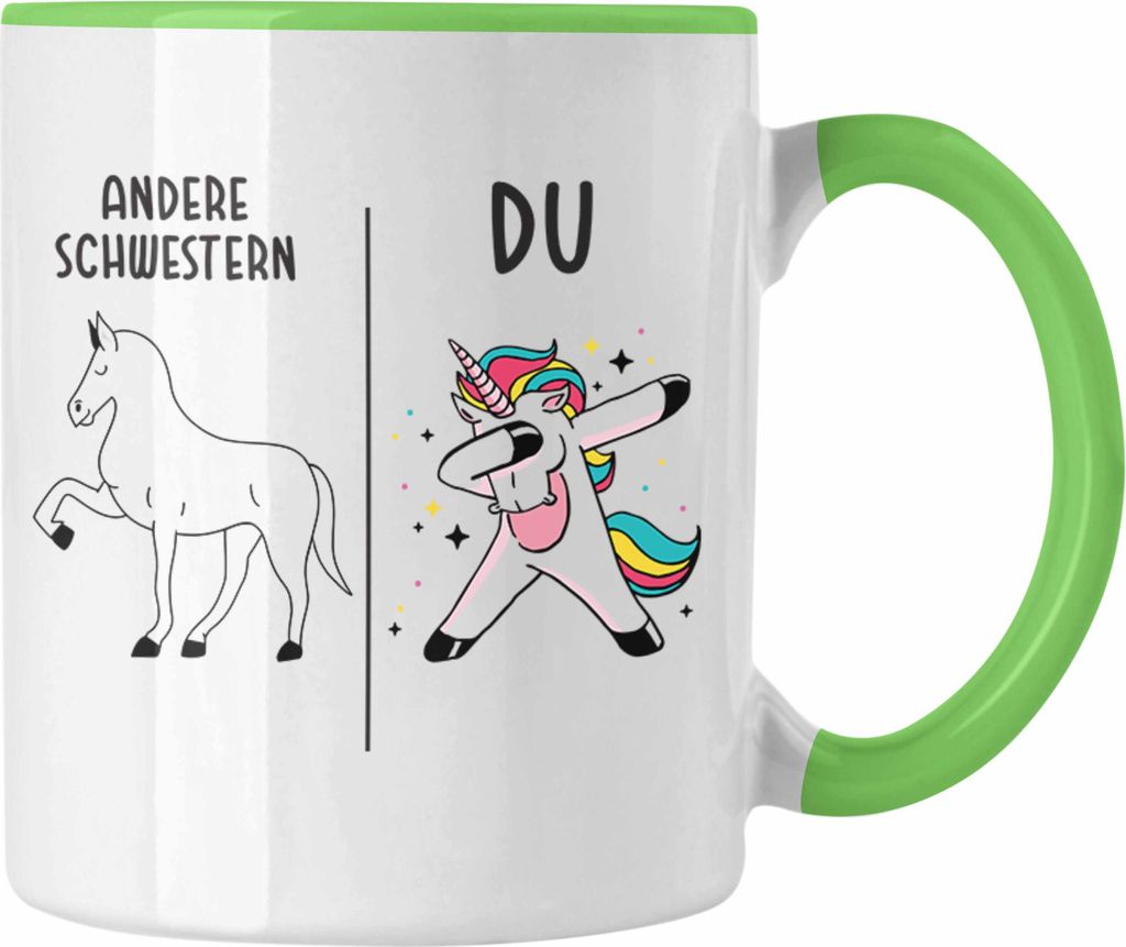 Trendation - Schwester Geschenk Geburtstag Tasse Geschenkideen Tassen mit Spruch für Schwester (Grün)