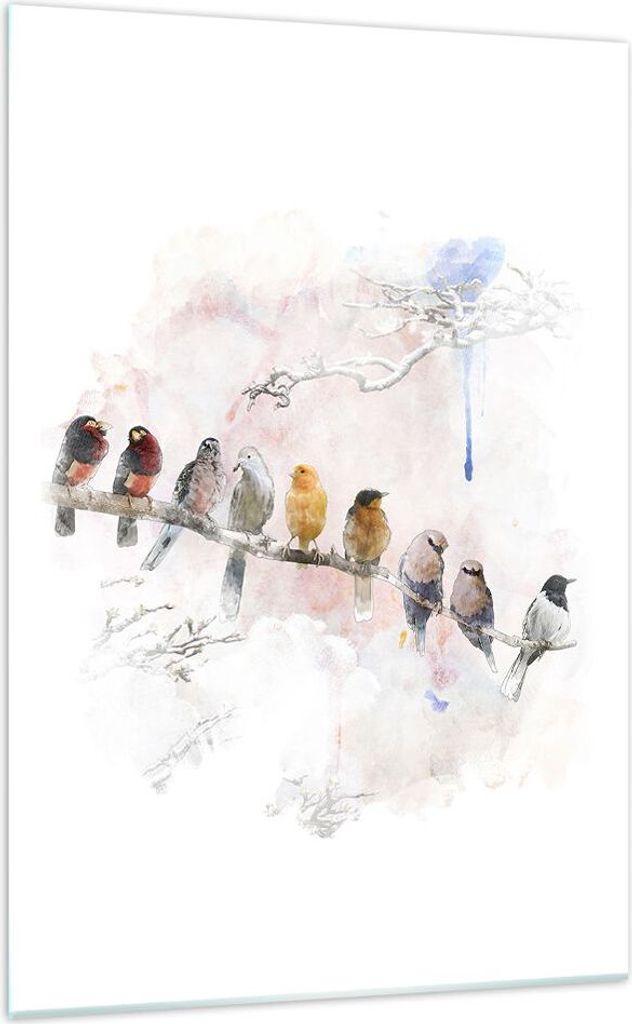 Bilder auf glas - Einteilig - Vögel Kanarienvogel Zweig - 70x100cm - Glasbilder - Wandbilder - Bilder - Wanddekoration aus Glas - Glas Bilder - Wa...