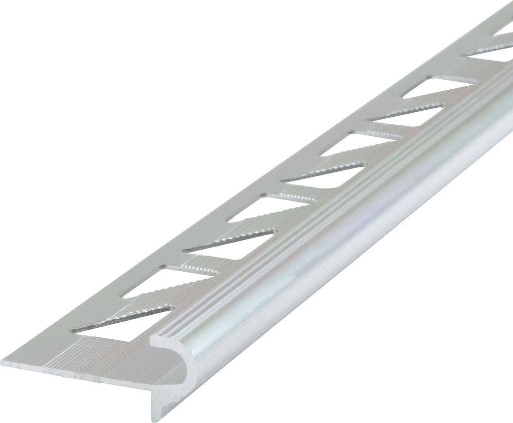 Dalsys Treppenkantenprofil Fliesenschiene 2,5m, Höhe 12,5mm Stufenprofil aus Aluminium, hoher Kantenschutz Silber