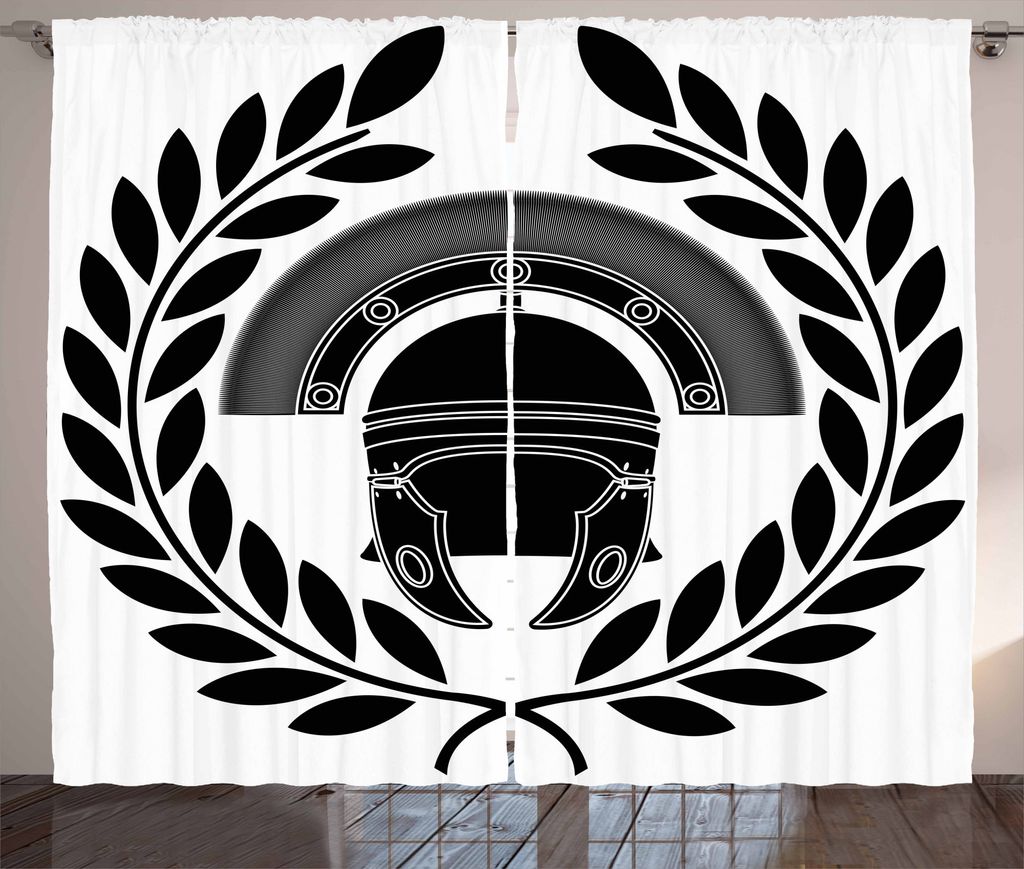 ABAKUHAUS Toga-Party Rustikaler Gardine, Altgriechische Ikonen, Schlafzimmer Kräuselband Vorhang mit Schlaufen und Haken, 280 x 225 cm, Weiß und ...