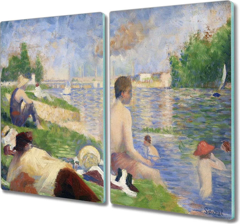 Coloray Küchenbrett Kochplattenabdeckung Hackbrett Schneidebrett Herdabdeckplatte 2x30x52 cm - Badende Menschen