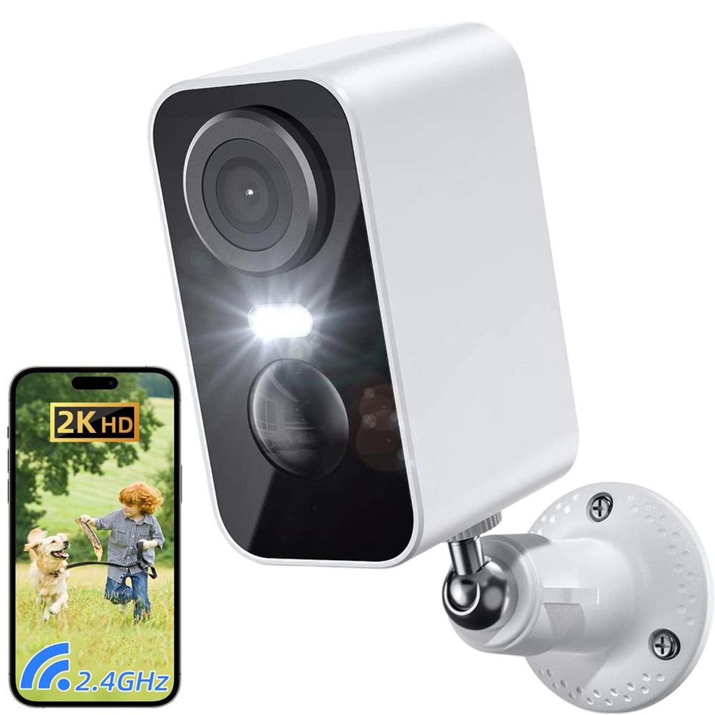 2K/3MP Überwachungskamera Aussen Akku,WLAN Kabellose außen/innen mit farbige Nachtsicht