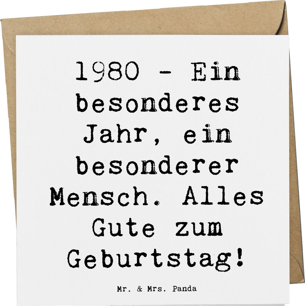 Mr. & Mrs. Panda Glückwunschkarte Spruch 1980 Geburtstag - Weiß - Geschenk, Geburtstagsgeschenk, liebevolle Worte, doppelkarte, faltkarte, Happy ...