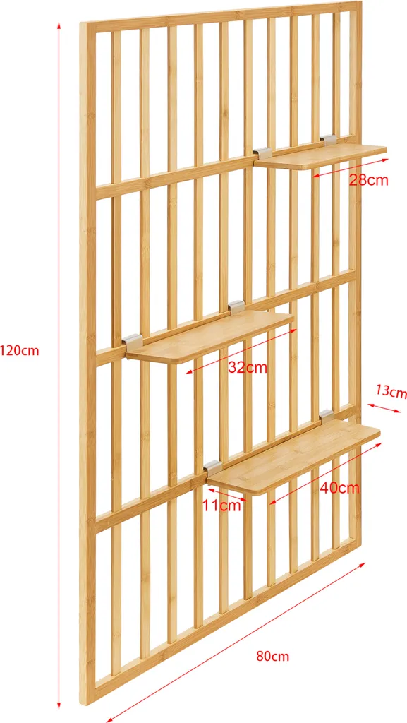 Panneau mural de rangement Røst 120cm - Étagère design en bois bambou - 3