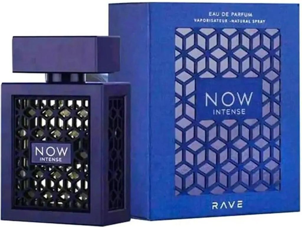 A perfume bottle and its box are displayed side-by-side against a white background.
