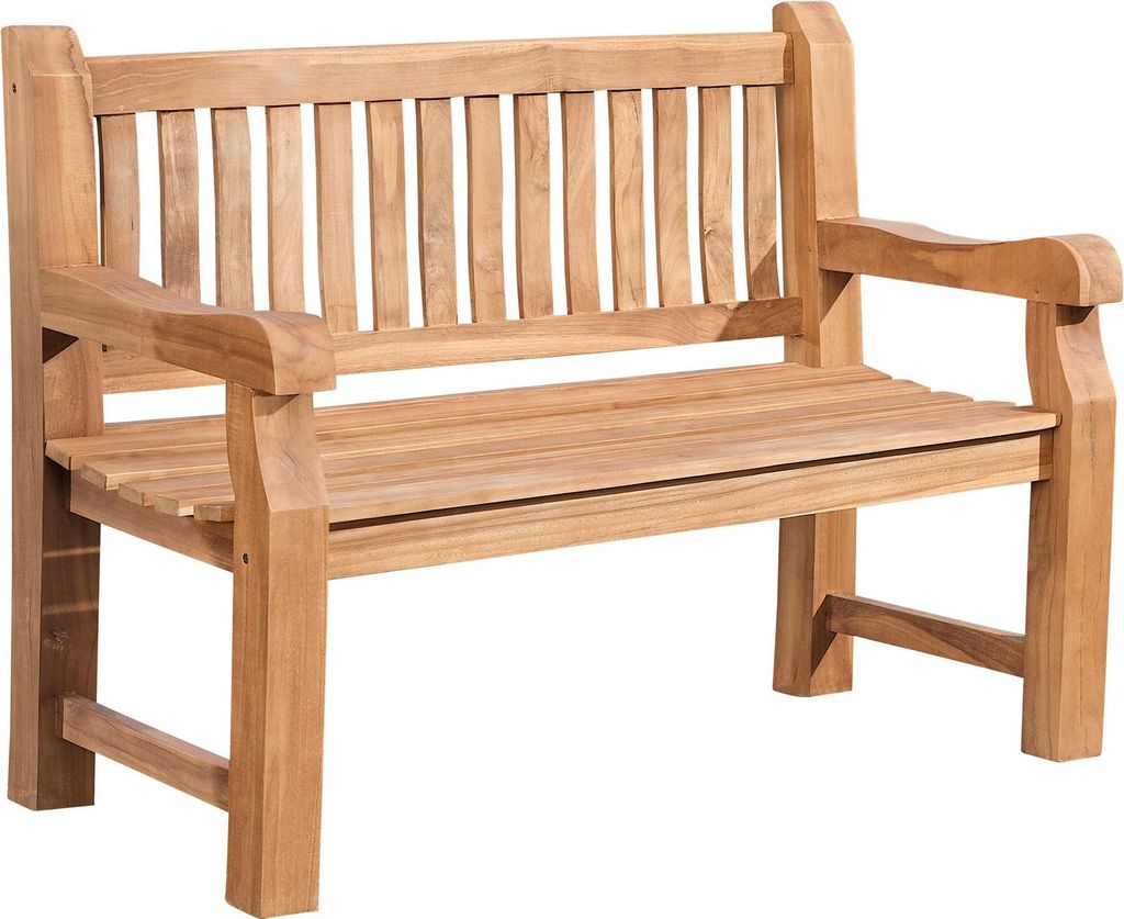 Panchina da giardino CLP Jackson V2 in teak con schienale, Immagine del prodotto 