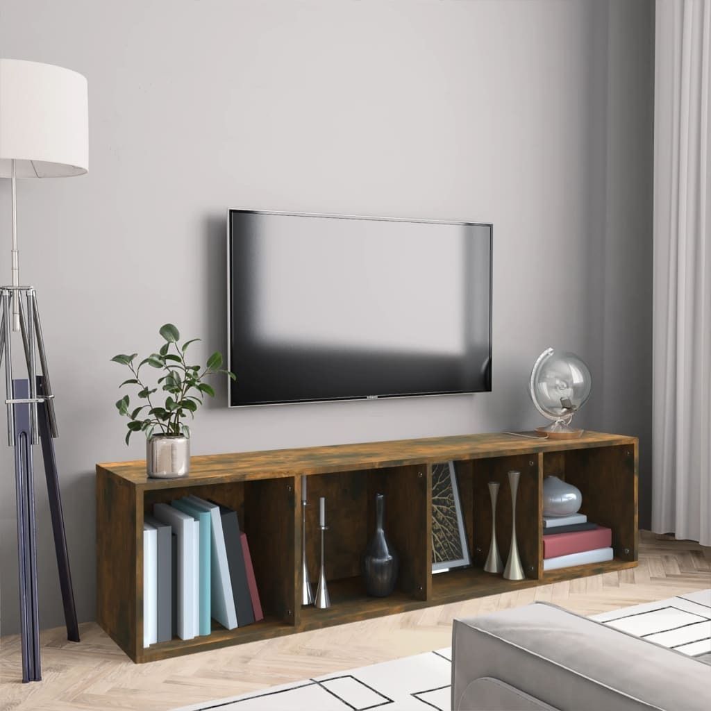 "SALE 2026"Bücherschrank/TV-Schrank Räuchereiche 143x30x36cm Holzwerkstoff DE446795 - Wandregale