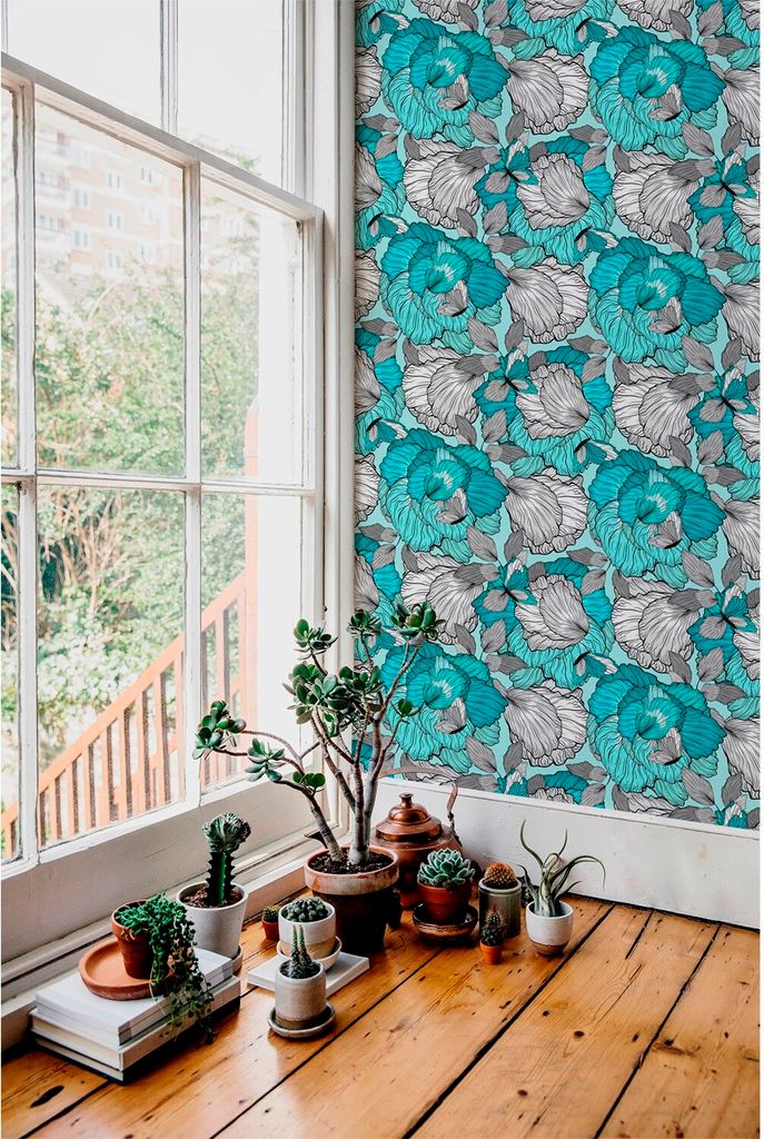 Coloray Fototapete 250x250 cm Vlies-Fototapete - Blumen Doodle.
