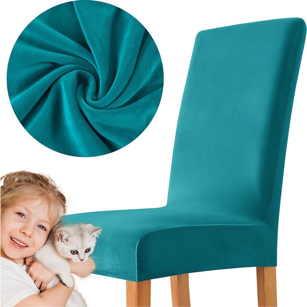 MEBLE ODNOWA, Stuhlhusse, Samt-Stuhlbezug, Standardgröße, Samt, Helltürkis, Velours, Elastisch, Stuhlbezüge, Stuhlhussen, Maschinenwaschbar
