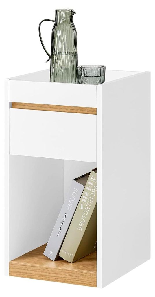 Nachttisch Boxspringbett Sofatisch Nachtkommode Beistelltisch schmal Telefontisch Nachtschrank Weiß BHT ca. 30x55x35cm